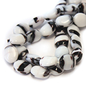 Czech Pressed Glass Engraved Bead - Beetle 14x11MM WHITE BLACK