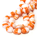 Czech Pressed Glass Engraved Bead - Beetle 14x11MM WHITE ORANGE