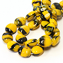 Czech Pressed Glass Engraved Bead - Beetle 14x11MM YELLOW BLACK