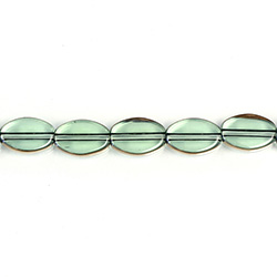 Glass Fire Polished Table Cut Window Bead - Oval 12x8MM TURMALINE with METALLIC