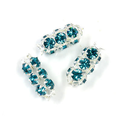 Preciosa Rhinestone Rondelle Crystal Tubes 16x7MM BLUE ZIRCON/SILVER