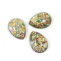 Glass Medium Dome Lampwork Cabochon - Pear 18x13MM RED MULTI OPAL (02421)