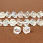 Czech Pressed Glass Bead - Cube with Diagonal Hole 08MM CRYSTAL AB