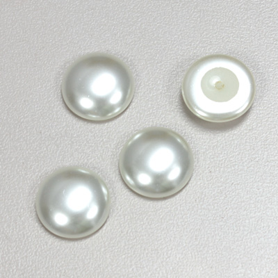 Glass Medium Dome Pearl Dipped Cabochon - Round 14MM WHITE