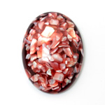 Plastic Flat Back Cabochon - Inlay Shell Oval 40x30MM RED