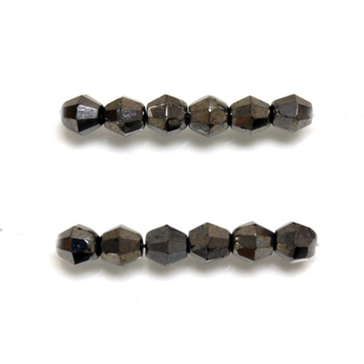 Czech Glass Fire Polished Bead - Bicone 05MM HEMATITE