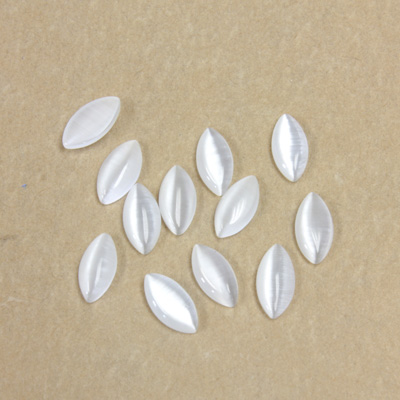 Fiber-Optic Cabochon - Navette 08x4MM CAT'S EYE WHITE