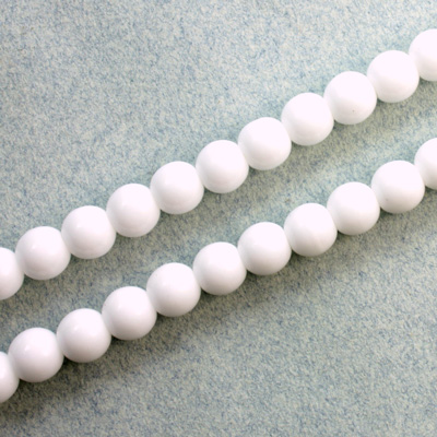 Czech Pressed Glass Bead - Smooth Round 06MM WHITE