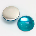 Plastic Flat Back Foiled Cabochon - Round 20MM AQUA