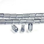 Chinese Cut Crystal Bead - Rectangle 06.5x3.5MM BLUE LUMI COAT on Cryrstal