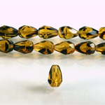 Czech Glass Fire Polish Bead - Pear 10x7MM TORTOISE