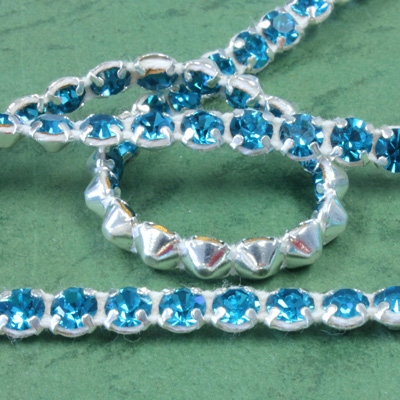 Rhinestone Banding with MC Chaton 1 Row - Round 19SS BLUE ZIRCON-SILVER-WHITE