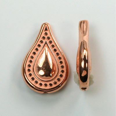 Metalized Plastic Engraved Bead - Teardrop 26x18MM COPPER