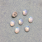 Glass Medium Dome Foiled Cabochon - Oval 08x6MM WHITE PINFIRE OPAL