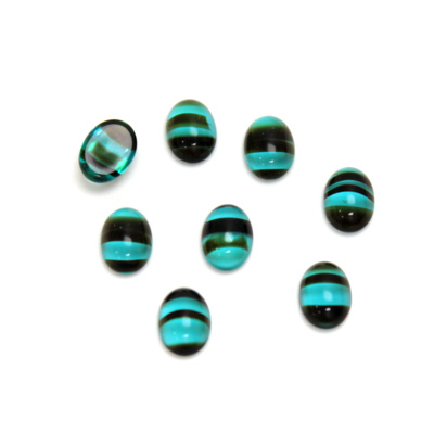 Glass Medium Dome Cabochon - Oval 07x5MM BLUE TORTOISE