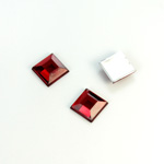 Plastic Flat Back Foiled Rose Cut Rhinestone - Square 08x8MM RUBY