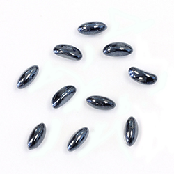 Glass Medium Dome Cabochon - Navette 06x3MM Metallic Coated HEMATITE