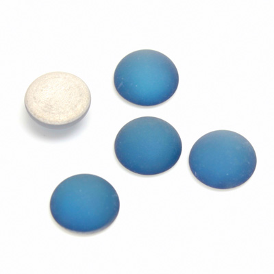 Glass Medium Dome Foiled Cabochon - Coated Round 11MM MATTE HELIO BLUE