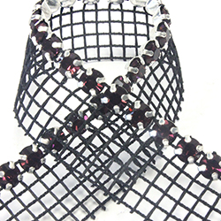 Rhinestone Banding with MC Chaton 1 Row with Net One Edge - Round 19SS AMETHYST-BLACK-SILVER