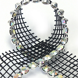 Rhinestone Banding with MC Chaton 1 Row with Net One Edge - Round 19SS CRYSTAL AB-BLACK-SILVER