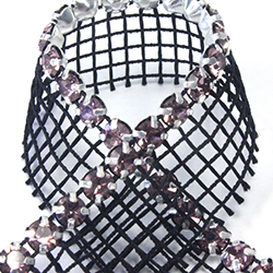 Rhinestone Banding with MC Chaton 1 Row with Net One Edge - Round 19SS LT AMETHYST-BLACK-SILVER