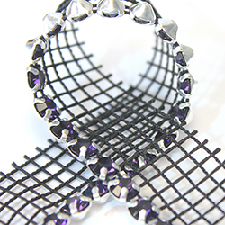 Rhinestone Banding with MC Chaton 1 Row with Net One Edge - Round 19SS PURPLE VELVET-BLACK-SILVER