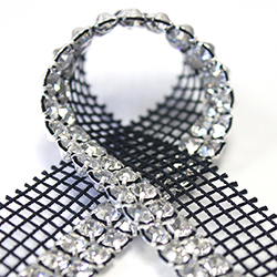 Rhinestone Banding with MC Chaton 2 Row with Net One Edge - Round 19SS CRYSTAL-BLACK-SILVER
