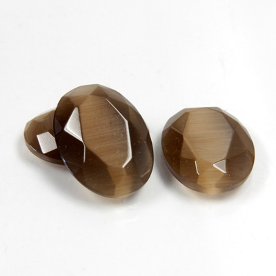 Fiber-Optic Flat Back Stone with Faceted Top and Table - Oval 18x13MM CAT'S EYE BROWN