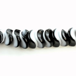 Czech Pressed Glass Bead -Spacer Twisted 12x8MM WHITE JET 2-Color