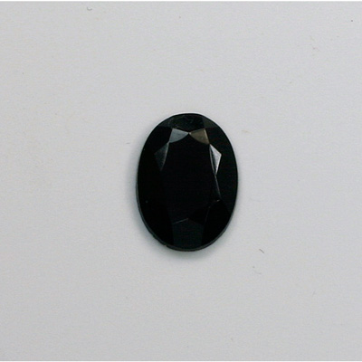 Glass Flat Back Rose Cut Faceted Opaque Stone - Oval 14x10MM JET