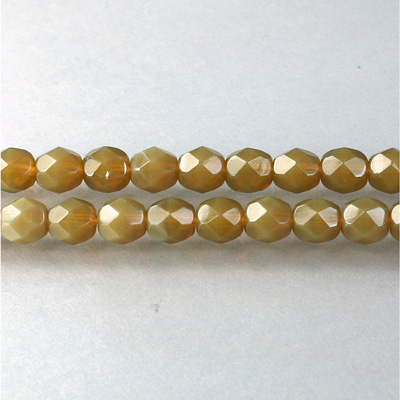 Czech Glass Fire Polish Bead - Round 06MM OPAL BEIGE