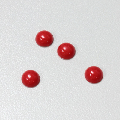 Plastic Flat Back Opaque Cabochon - Round 07MM RED