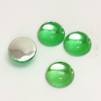 Plastic Flat Back Foiled Cabochon - Round 12MM PERIDOT