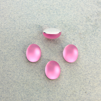 Plastic Flat Back Foiled Cabochon - Oval 10x8MM MATTE ROSE