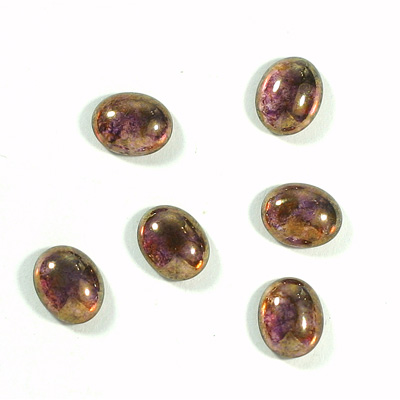 Glass Medium Dome Coated Cabochon - Oval 10x8MM LUSTER TAUPE