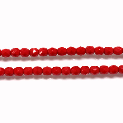 Czech Glass Fire Polish Bead - Round 04MM RED