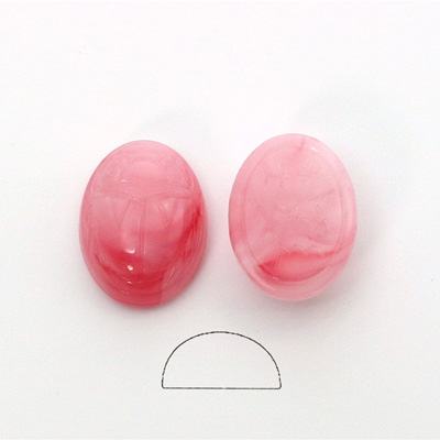 German Plastic Flat Back Scarab - Oval 18x13MM ROSE QUARTZ