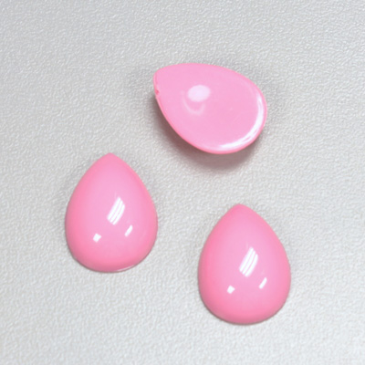 Plastic Flat Back Opaque Cabochon - Pear 18x13MM BRIGHT PINK