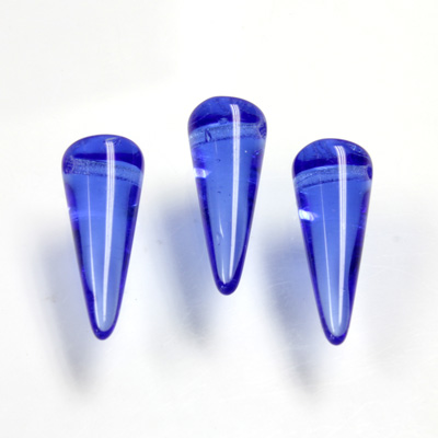 Czech Pressed Glass Bead - Smooth Spike 07x17MM SAPPHIRE