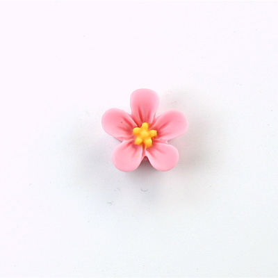 Plastic Carved No-Hole Flower - StarShape 14MM 14MM MATTE PINK with YELLOW CENTER