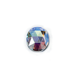 Glass Flat Back Foiled Rauten Rose - Oval 12x10MM CRYSTAL AB