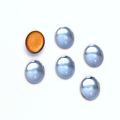 Glass Medium Dome Foiled Cabochon - Oval 10x8MM LT SAPPHIRE