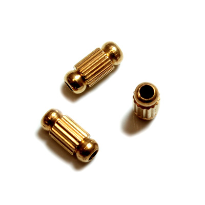 Brass Machine Made Bead - Fancy Tube 08x3.5MM RAW BRASS