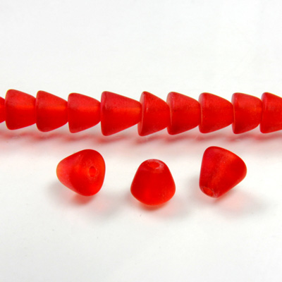 Glass Pressed Bead - Smooth Cone 06x7MM MATTE RUBY