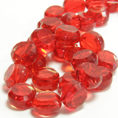 Chinese Cut Crystal Bead - Round Disc Side Drilled 10MM LT SIAM RUBY