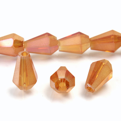 Chinese Cut Crystal Bead - Cone 10x6MM ORANGE LUMI HALF Matte