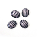 German Glass Medium Dome Striped Moonstone Cabochon - Oval 10x8MM AMETHYST (PINK)  ON BLACK  #887