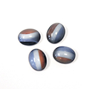 German Glass Medium Dome Striped Moonstone Cabochon - Oval 10x8MM RED/WHITE/BLUE COLOR STRIPES ON BLACK  #SP122