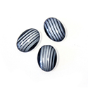 German Glass Medium Dome Striped Moonstone Cabochon - Oval 14x10MM WHITE ON BLACK