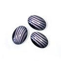 German Glass Medium Dome Striped Moonstone Cabochon - Oval 14x10MM AMETHYST (PINK) ON BLACK